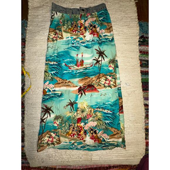 VINTAGE 90's NWT FRED SEGAL MAXOU LEVIS WAIST HAWAIIAN PRINT SKIRT XS - Picture 9 of 10